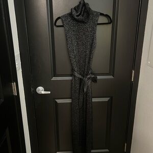 PAIGE Sparkling Black Knit Midi Dress